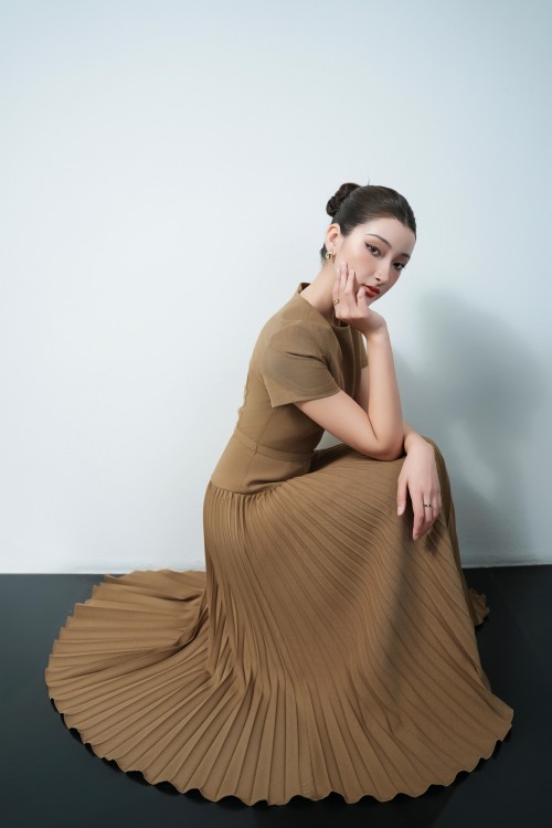 Sixdo Brown Tuytsi Flared Dress